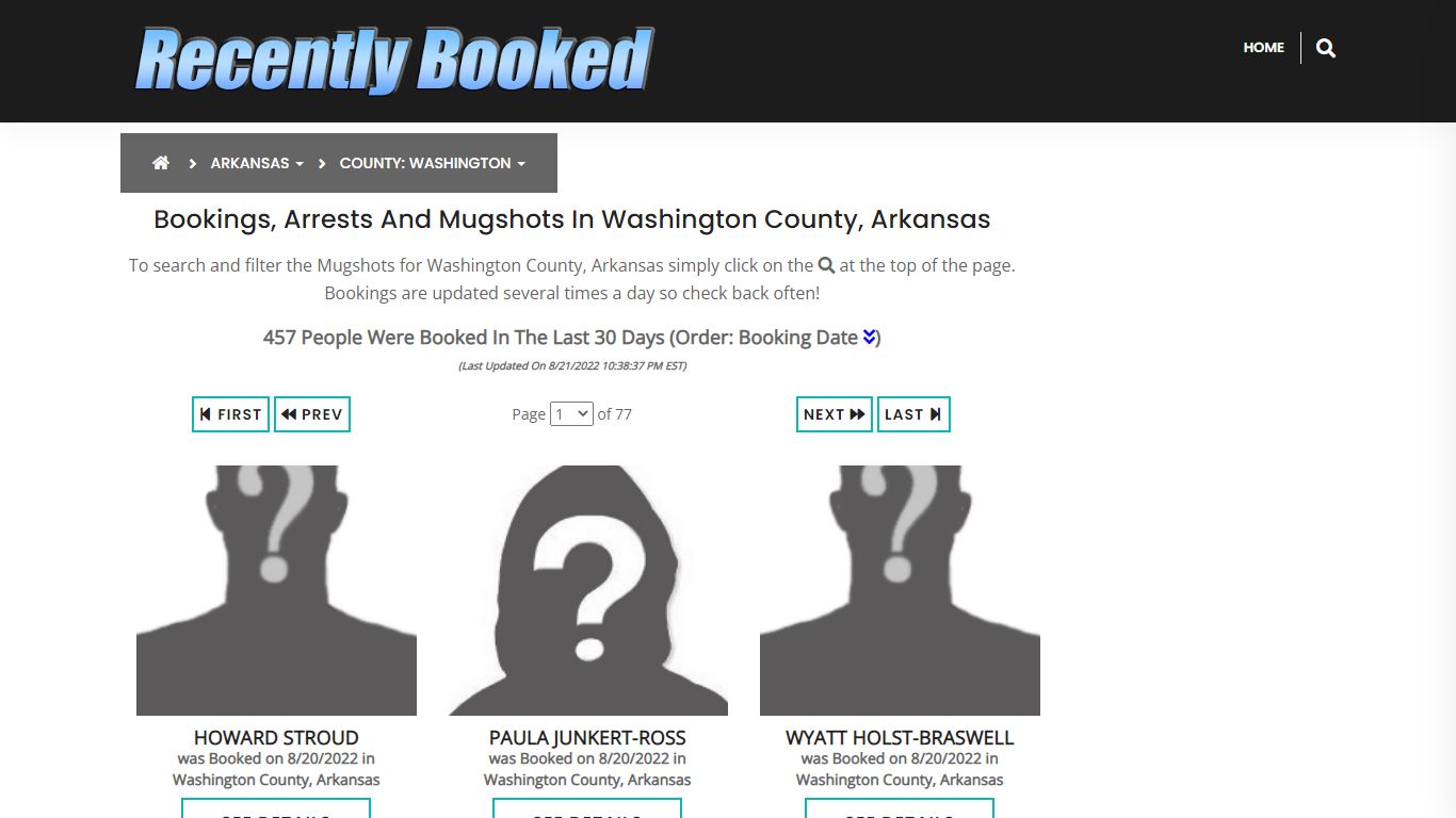 Bookings, Arrests and Mugshots in Washington County, Arkansas