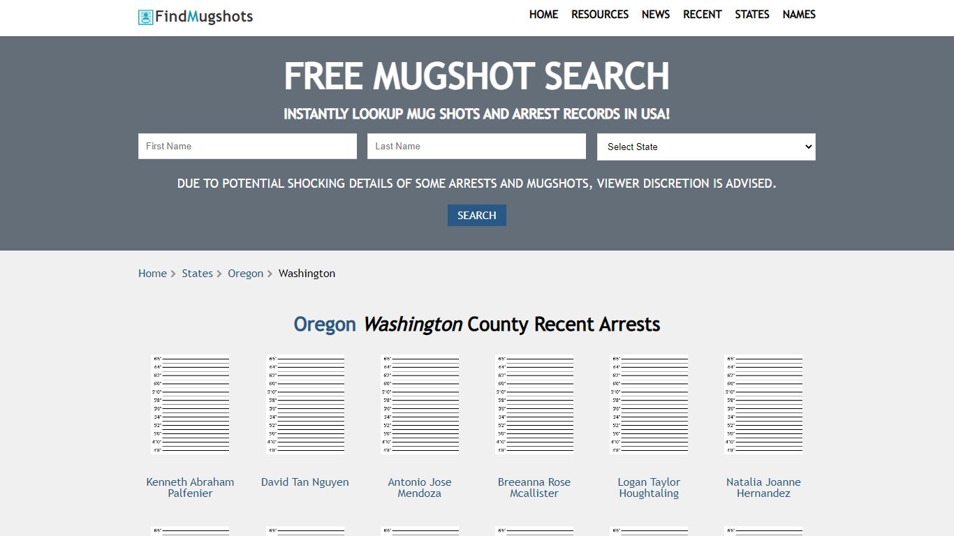 Find Washington Oregon Mugshots - Find Mugshots